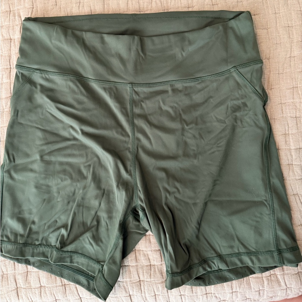 High-Rise Olive Bike Shorts for Women